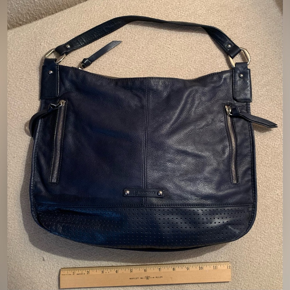 Blue Leather Shoulder Bag